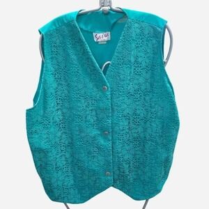 Women's retro western wear vest turquoise size 2xl (2xl2)